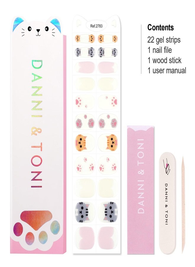DANNI & TONI Kids Gel Nail Strips Cat Paws Pink Salon-Quality Peel & Stick Manicure for Children (Age 6+)– Safe, Long-Lasting, Easy to Apply |Paw Pals - Image 5
